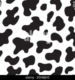 Cattle or cow fur seamless pattern for fabric, clothing textile. Cute Hand drawn design with repeatable elements Stock Vector