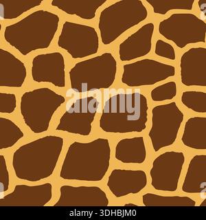 Giraffe skin fur seamless pattern. Animal striped background for clothes textile or fabrics. Repeatable hand drawn design. Stock Vector