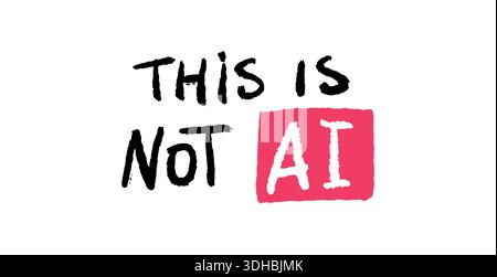 Protest banner with text against AI usage. for activism or publications against artificial intelligence usage in art and media. Stock Vector