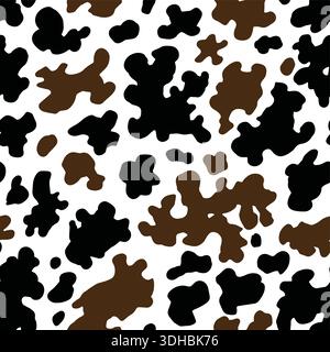 Cattle or cow fur seamless pattern for fabric, clothing textile. Cute Hand drawn design with repeatable elements Stock Vector