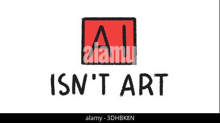 Protest banner with text against AI usage. for activism or publications against artificial intelligence usage in art and media. Stock Vector