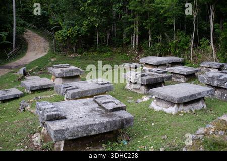 Kubur Batu or stone tomb of a megalithic civilization that is still sustainable, West Sumba Stock Photo