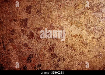 Stylized depiction of abstract detail old brown golden gold cracked for graphic design. Mosaic pattern. High contrast full screen background. Stock Photo