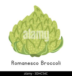 Romanesco Broccoli Flat Cartoon Vector Illustration Isolated on White Background Stock Vector