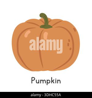 Pumpkin Flat Cartoon Vector Illustration Isolated on White Background. Pumpkin Clipart Stock Vector