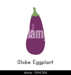 Eggplant Flat Cartoon Vector Illustration Isolated on White Background. Eggplant Clipart Stock Vector