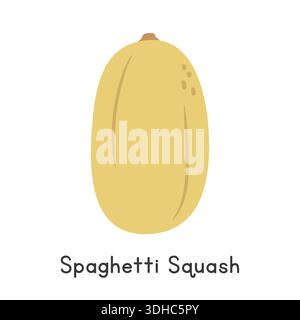 Spaghetti Squash Flat Cartoon Vector Illustration Isolated on White Background. Spaghetti Squash Clipart Stock Vector