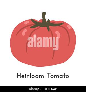Heirloom Tomato Flat Cartoon Vector Illustration Isolated on White Background Stock Vector