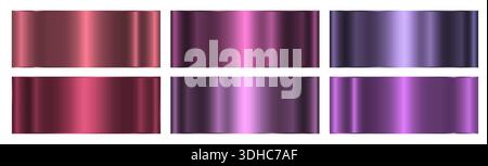 A set of purple, pink and terracotta gradients with an outline on a white background. Stock Vector