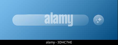 A search bar with an oval-shaped AI sign on a blue background. Stock Vector