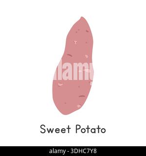 Sweet Potato Vector Illustration. Sweet Potato Cartoon Clipart, Cegetable in Flat Style. Also called Sweetpotato, Yam, Kumara, Camote Stock Vector