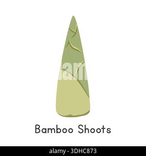 Bamboo Shoot or Bamboo Sprout Vector Illustration, Cartoon Clipart in Flat Style. Also called Takenoko, Phyllostachys edulis, or Bambusa vulgaris Stock Vector