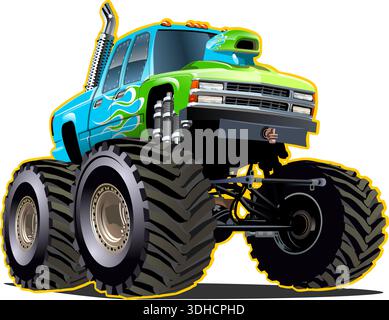 Cartoon Monster Truck. Available EPS-10 separated by groups and layers with transparency effects for one-click recolor Stock Vector