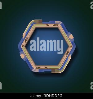 Futuristic hexagon frame with sci-fi tech style for UI, HUD, game interface, banner, and digital screen design. Modern cyber frame background. Stock Vector