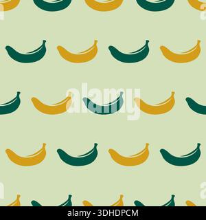 banana vector seamless background on light green background Vector Stock Vector
