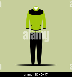 A vector illustration of a men's or boy's blue tracksuit with light blue zigzag patterns on the chest and legs. Stock Vector