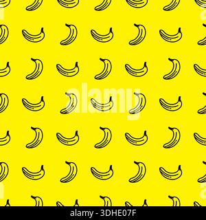 Tropical pattern with bananas seamless background. banana line vector Stock Vector