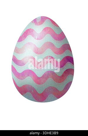 Modern abstract Easter egg featuring soft wavy lines and textured paint effect. Minimalist artistic illustration on dark background, perfect for Easte Stock Photo