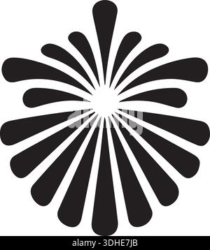 Single Firework Sunburst Mandala Silhouette Isolated Vector Celebration Icon Art Stock Vector