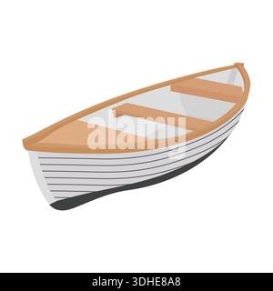 Classic Wooden Rowboat Vector Illustration Isolated on White Background for Marine and Lake Design Stock Vector