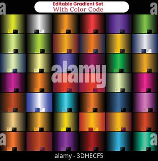 Editable Gradient Set with Color Code Stock Vector