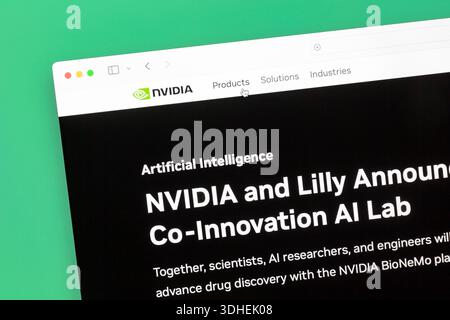 Ostersund, Sweden - Jan 13, 2026: Nvidia website. Stock Photo