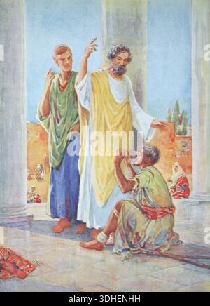 Illustration of Saint Peter and Saint John Healing the Lame Man Outside ...