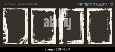 Gouache Grunge Frames. Vertical templates. Vector. Stock Vector