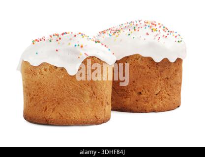 Two delicious Easter cakes isolated on white Stock Photo