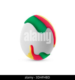 Easter egg in colorful paint isolated on white Stock Photo
