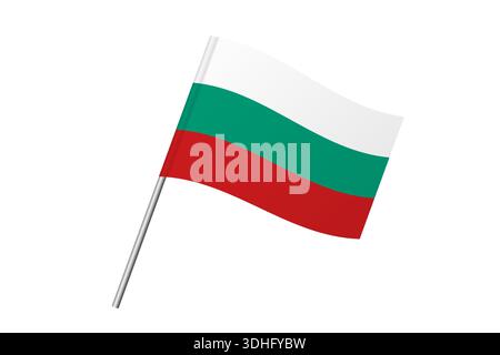 Bulgaria flag - wavy stick flag of country, cultural identity and heritage. Represents national pride and unity. Vector flag isolated on white background. Stock Vector