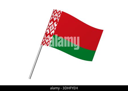 Belarus flag - wavy stick flag of country, cultural identity and heritage. Represents national pride and unity. Vector flag isolated on white background. Stock Vector