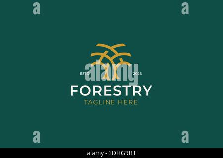 Abstract Minimalist of Brand and Wood Oak Tree or Banyan Tree Logo Luxury Concept Forestry Stock Vector
