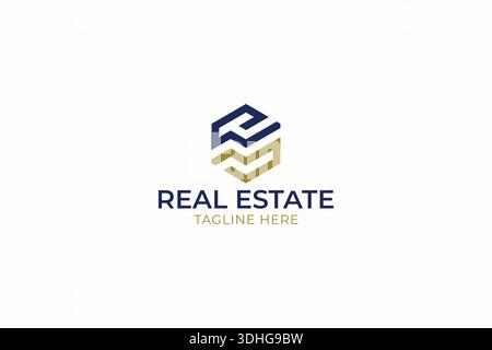Geometric Logo Hexagon Shape Abstract Letter Concept for Business,  Corporate, Real Estate or Property Sign Symbol Stock Vector
