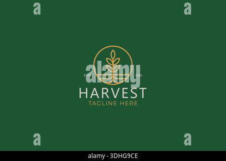 Simple Harvest Logo Nature Plant Wheat Sign Symbol Concept Stock Vector
