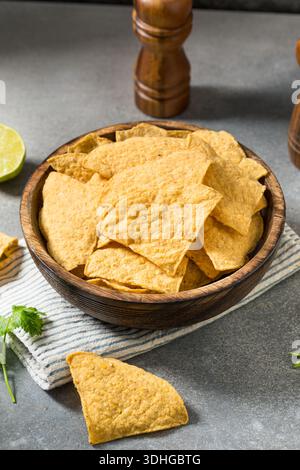 Fried Homemade Tortilla Chips to Eat in a Bowl Stock Photo