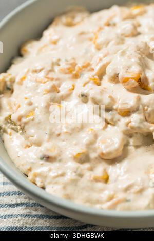 Creamy Sweet Corn Salsa Dip with Mayo and Chips Stock Photo