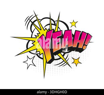 Cartoon vintage yeah comic speech bubble Stock Vector