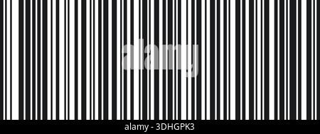 Linear gradient stripe with long thin to thick gradation. Abstract futuristic barcode or data scan pattern Stock Vector