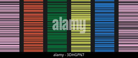 Irregular barcode set. Fake data strip patterns in linear style for funny print or design concept Stock Vector