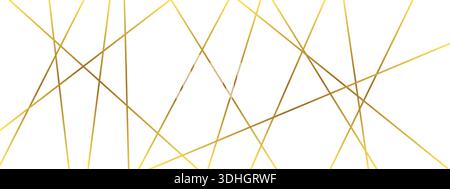 Luxury gold diagonal line pattern with chaotic random mesh. Abstract geometric bg Stock Vector