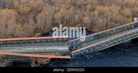 River Spey Railway Bridge Scotland five weeks after initial collapse part 2 Stock Photo