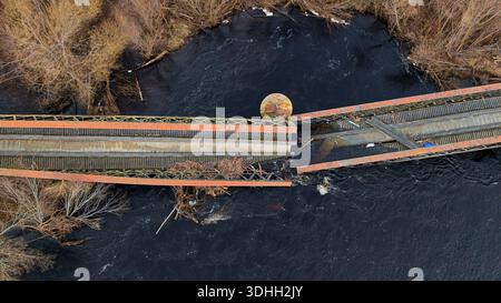 River Spey Railway Bridge Scotland five weeks after initial collapse part 3 Stock Photo