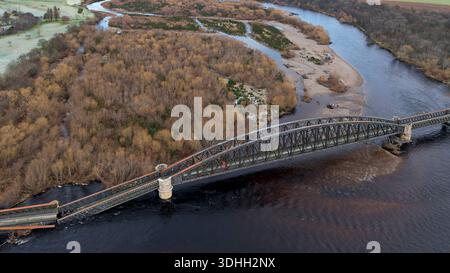 River Spey Railway Bridge Scotland five weeks after initial collapse part 7 Stock Photo