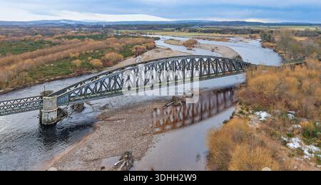 River Spey Railway Bridge Scotland five weeks after initial collapse part 10 Stock Photo