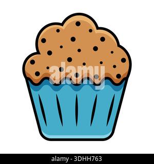 Outline Cupcake muffin icon on white background Stock Vector