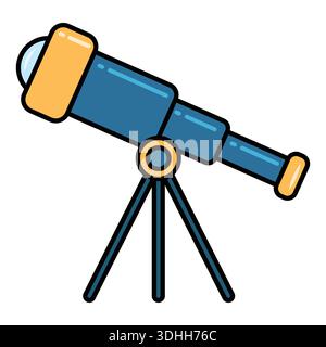 Outline Telescope Icon On White Background Stock Vector