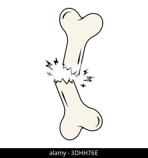 Broken bone in flat style on white background Stock Vector