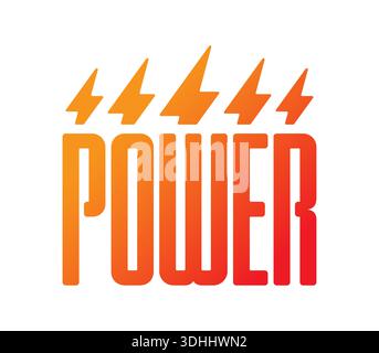 lightning symbols and power word. power concept. power logo Stock Vector