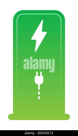 lightning symbol, power plug and electric car charging station. electric charging station Stock Vector